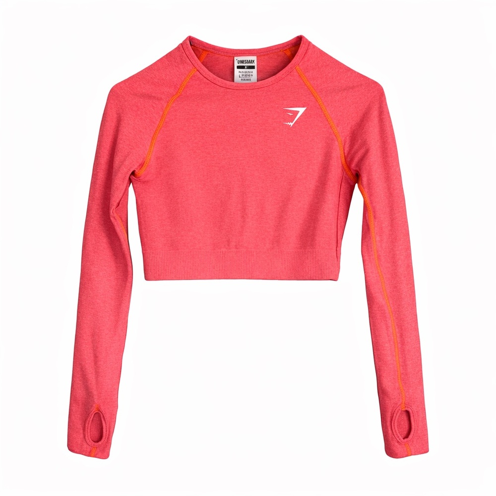 NEVER WORN - Gymshark Pink/orange Cropped Seamless Long Sleeve Top